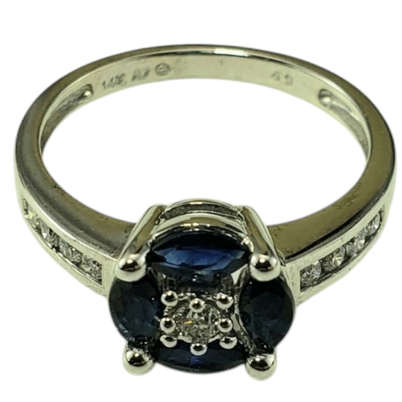 14 Karat White Gold Sapphire and Diamond Ring Size 7 #20034 - Picture 2 of 8